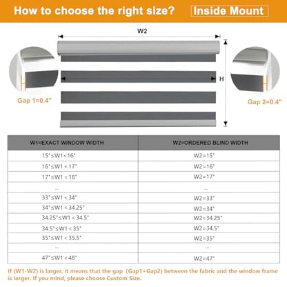 Cordless Zebra Blinds for Windows Free (22"w X 64"h / Grey)