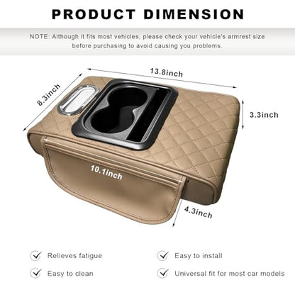 Car Center Console Armrest Pillow (Beige, Embroidered)