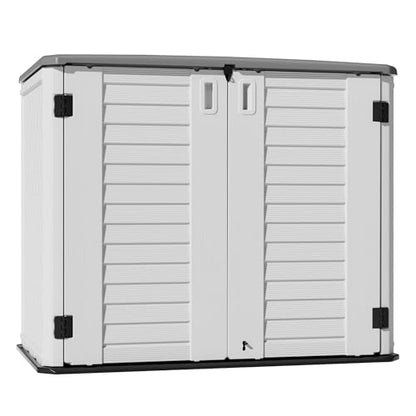 Outdoor Patio Storage Shed (Ivory White-26Cu.ft)