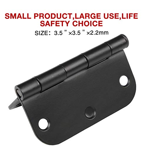 Rounded Door Hinges Matte Black 3.5" 5 (Matte Black-Rounded / 48 Pack)