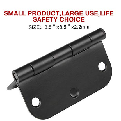 Rounded Door Hinges Matte Black 3.5" 5 (Matte Black-Rounded / 48 Pack)