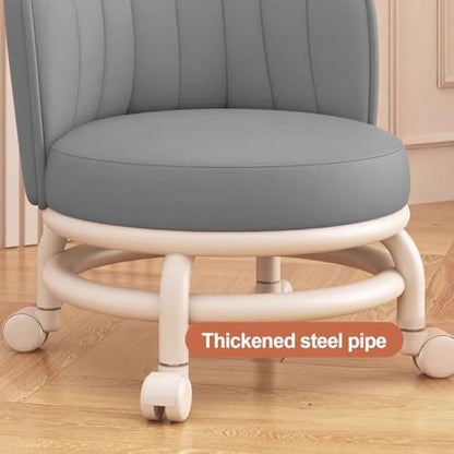 Low Rolling Stool with Backrest (Grey)