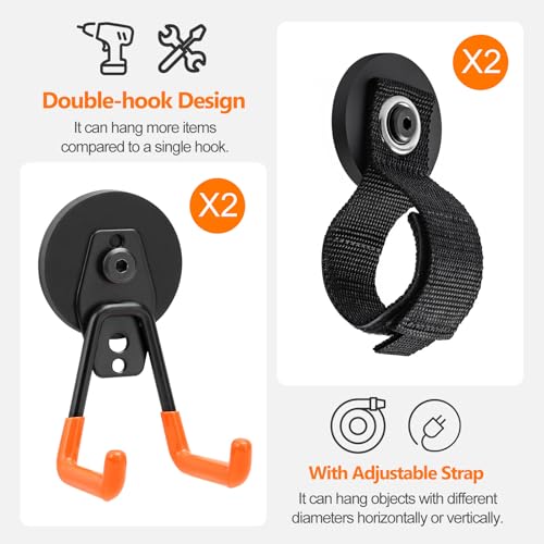 4Pcs Strong Magnetic Hook (2 Black+2 Orange)
