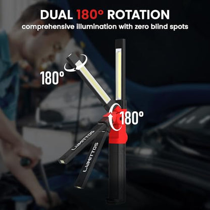 Rechargeable Work Light 2200mAh Magnetic LED Work Light Flashlight Mechanic Light Tool for Men Him (350 Lumens)
