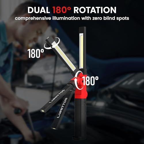 Rechargeable Work Light 2200mAh Magnetic LED Work Light Flashlight Mechanic Light Tool for Men Him (350 Lumens - 4Pcs)