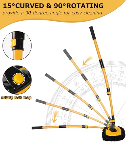 56.7" Car Wash Brush Mop Kit Mitt Sponge with Long Handle Car Cleaning Supplies Kit Tools Car Washing Duster Exterior Scratch Free (Black)