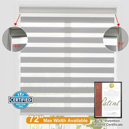 Cordless Zebra Blinds for Windows (35"w X 72"h / Grey)