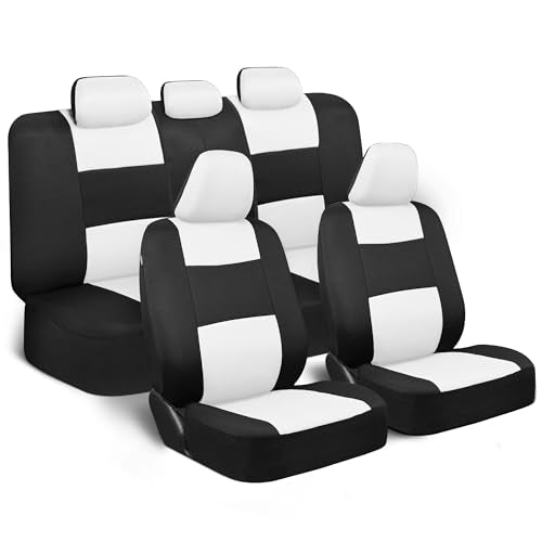 PolyPro Car Seat Covers Full Set in White on Black (White)