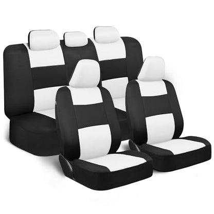 PolyPro Car Seat Covers Full Set in White on Black (White)
