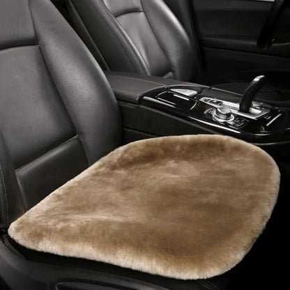 Genuine Sheepskin Car Seat Cushion Seat Covers for Cars Trucks SUV Comfort Seat Protector Pad for Car Driver Seat Car Accessories for Women Office Chair Car Decor (Tan / Front Seat Cushion-1 Pc)