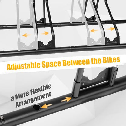 Bicycle Floor Parking Rack Stand (2 Bikes / Adjustable for Fat Bike)