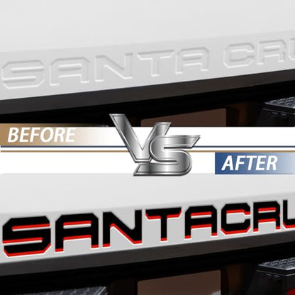 Tailgate Insert Letters Compatible for 2022 2023 2024 2025 Santa Cruz 4D Raised Tailgate Decal Letters (Red Edge Black Faced)