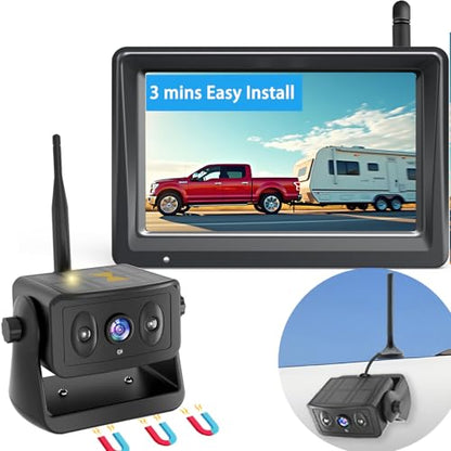 Solar Magnetic Wireless Backup Camera for Truck with 5' Monitor (INCH5)