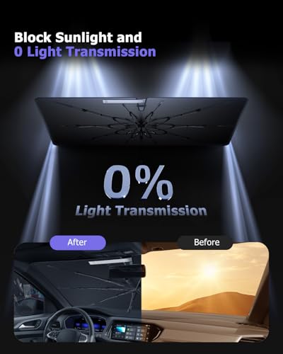 2025 Upgrade Car Windshield Sun Shade Windshield Sunshade Umbrella [Star Fabric] Protect Car from Sun Rays&Heat Damage Keeps Vehicle Cool (M1)
