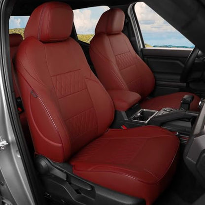 Tacoma Seat Covers Custom Fit for Toyota Tacoma (Leather (Burgundy) / 2024-2026 Tacoma (Hybrid) Full Set)