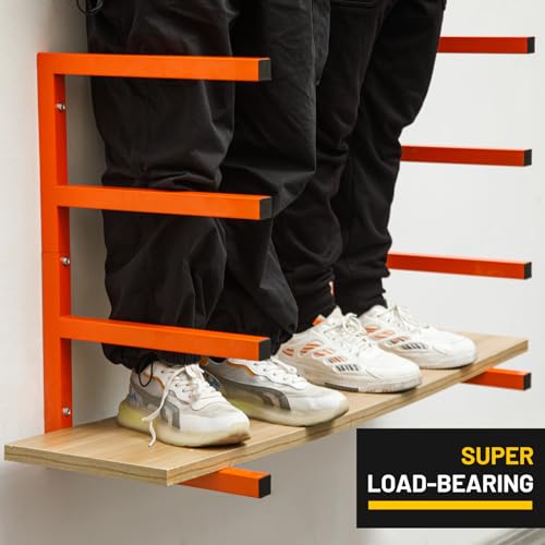 Wood Organizer and Lumber Storage Rack Wall Mount (Orange - 4 Level)