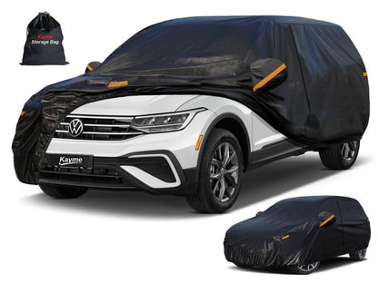 7 Layers Waterproof SUV Car Cover for Volkswagen Tiguan Allspace LWB (PE-Black / Custom Fit VW Volkswagen Tiguan LWB)