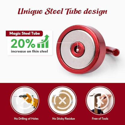 Magnetic Hooks Steel Tube Design for Cruise (Red / 40lb Magnetic Hooks)