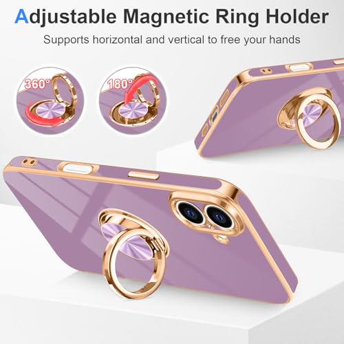 Designed for iPhone 16 Case with Ring Stand Slim Purple (Purple / 6.1'' iPhone 16)