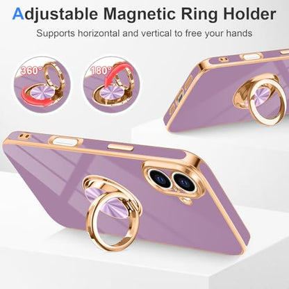Designed for iPhone 16 Case with Ring Stand Slim Purple (Purple / 6.1'' iPhone 16)