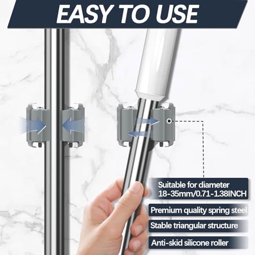 12 Pack Mop and Broom Holder Big Size Hanging 1 KG Extra (12 / Matte Grey)