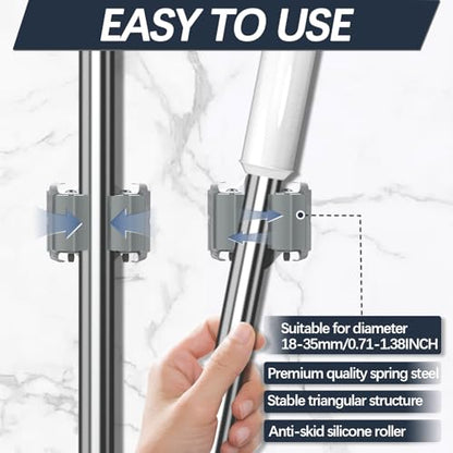 12 Pack Mop and Broom Holder Big Size Hanging 1 KG Extra (12 / Matte Grey)