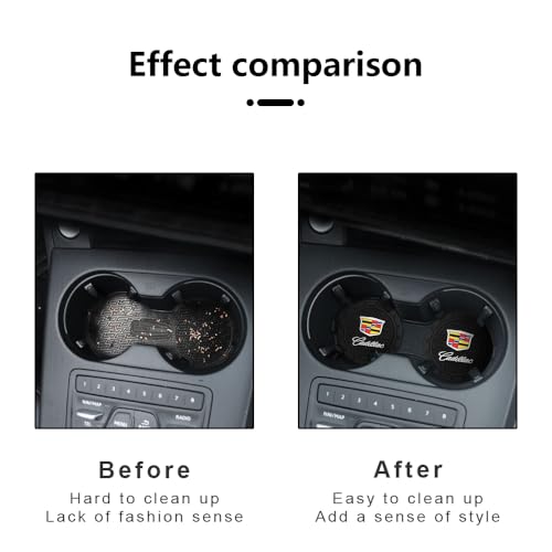 Car Cup Holder Coaster for Cadillac Series Recessed Silicone Cupholder Coaster Interior Accessories 2.75in 2Pieces Black (Black-a12)