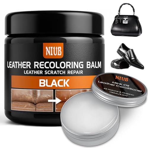 Leather Recoloring Balm Leather Color Restorer with Leather Conditioner (Black)