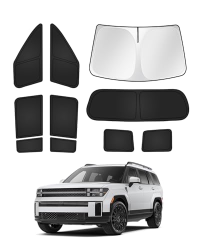 Sunshades for Hyundai Santa Fe 2024 2025 2026 Accessories Windshield Sun Shade Side Rear Window Shade Cover Sun Visor Shield Privacy Protection Keep Vehicle Cool Black 10PCS (Hyundai Santa Fe 2024-Present)