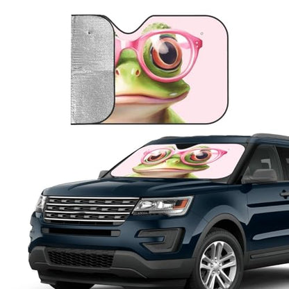 Funny Frog Car Sun Shade Windshield Sunshade Foldable Front Window Shield Cover for Truck SUV (Blue10 / Small)