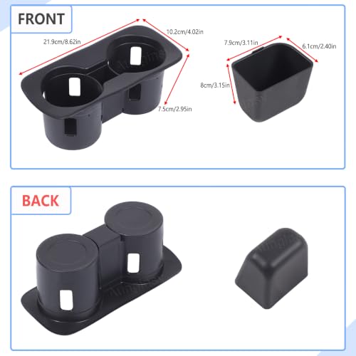 Center Console Cup Holder Insert Kit Compatible with Ford Maverick 2022+ (Black(Kit))