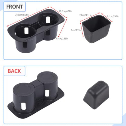 Center Console Cup Holder Insert Kit Compatible with Ford Maverick 2022+ (Black(Kit))