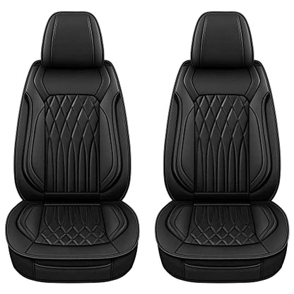 Leather Car Seat Covers Front Pair (BLACK LINE / FRONT SET)