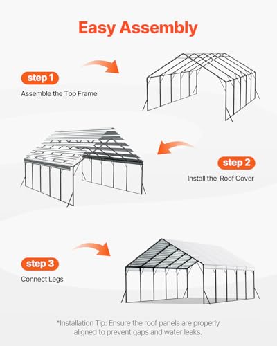 20x24 ft Heavy Duty Metal Carport (White / 20x24ft)
