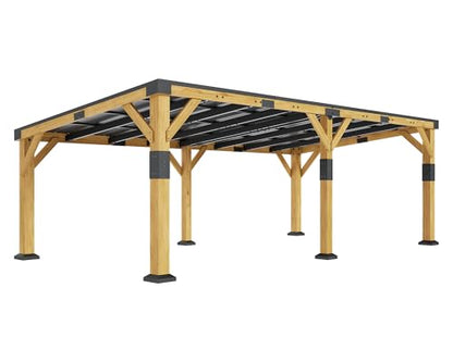 12x24x8.2 FT Heavy Duty Cedar Wood Carport for 2 Cars (12x24x8.2 FT)