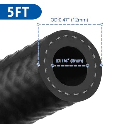 Rubber Fuel Hose Line Push Lock 1 (1/4" ID 5ft)