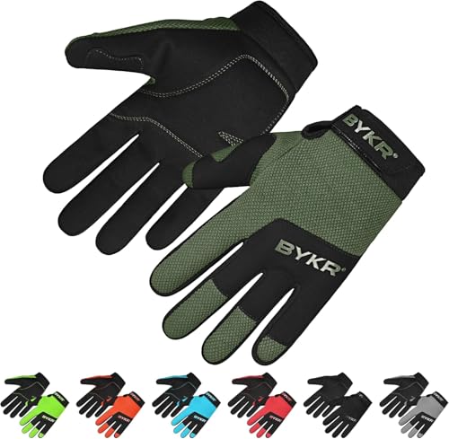 All Weather Motorcycle Gloves for Men & Women (Military Green / Small)