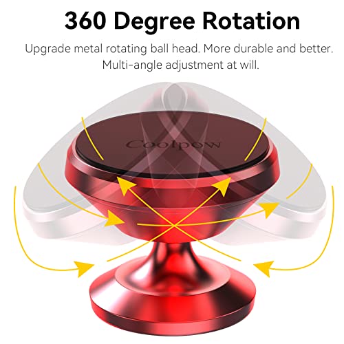 2 Pack】Magnetic Phone Holder for Car Dash Strong Magnetic Car Phone Mount (Red)