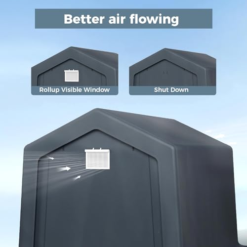 8x12 ft Storage Shelter Shed Portable Outdoor Carport Garage (8x12 Ft)