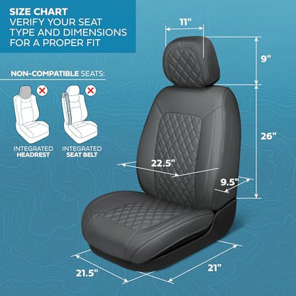 Curated Ashen Napa Leather Seat Covers for Cars & SUVs (Gray (Ashen) / Front Seats)