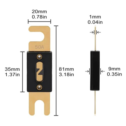 50A ANL Fuse 50 Amp Inline Blade Fuses 32V for Car Audio Inverter Automotive Stereo (50A)