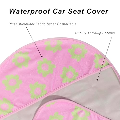 Car Seat Cover Protector Front Seats (2Pcs Front Seat Towel / Flower and Pink)