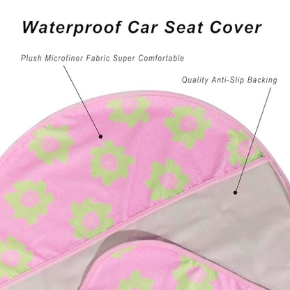 Car Seat Cover Protector Front Seats (2Pcs Front Seat Towel / Flower and Pink)