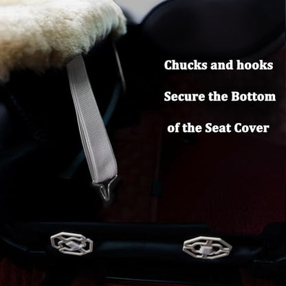 Blue Genuine Sheepskin Car Seat Cover for Fuzzy Fur Wool Cushion (Blue)