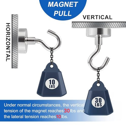 Magnetic Hooks 25P Magnet Hook for Cruise Cabins 30LBS Essentials (Silver / 0.63in)