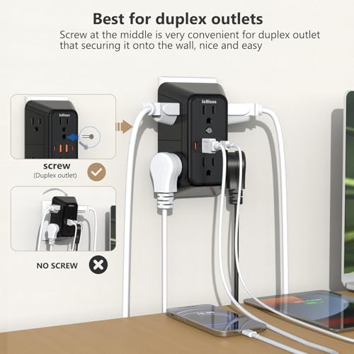 Outlet Extender Surge Protector (Black)