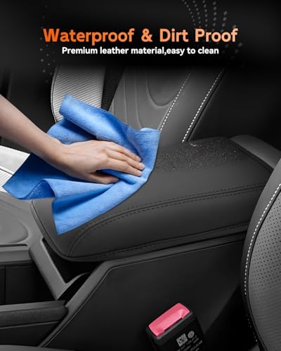 for 2025 2026 Volkswagen Tiguan Center Console Cover Armrest Box Cover for Tiguan (Tiguan Thin Black Leather)