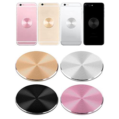 Cute Replacement Metal Plates Set 4 Pack for Magnetic Phone Holder. Kit of 4 Mix Round Discs Without Holes for Car Mount (MIX)