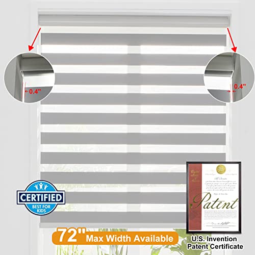 Cordless Zebra Blinds for Windows Free (36"w X 47"h / Grey)