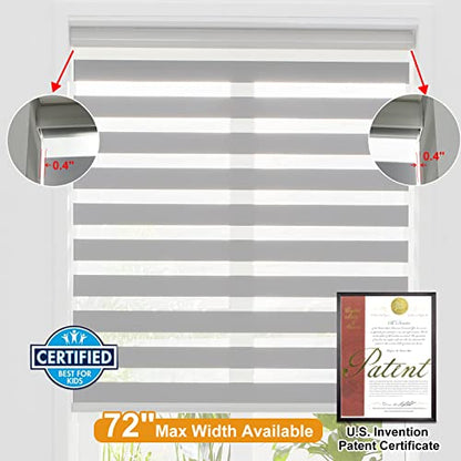 Cordless Zebra Blinds for Windows (33"w X 72"h / Grey)